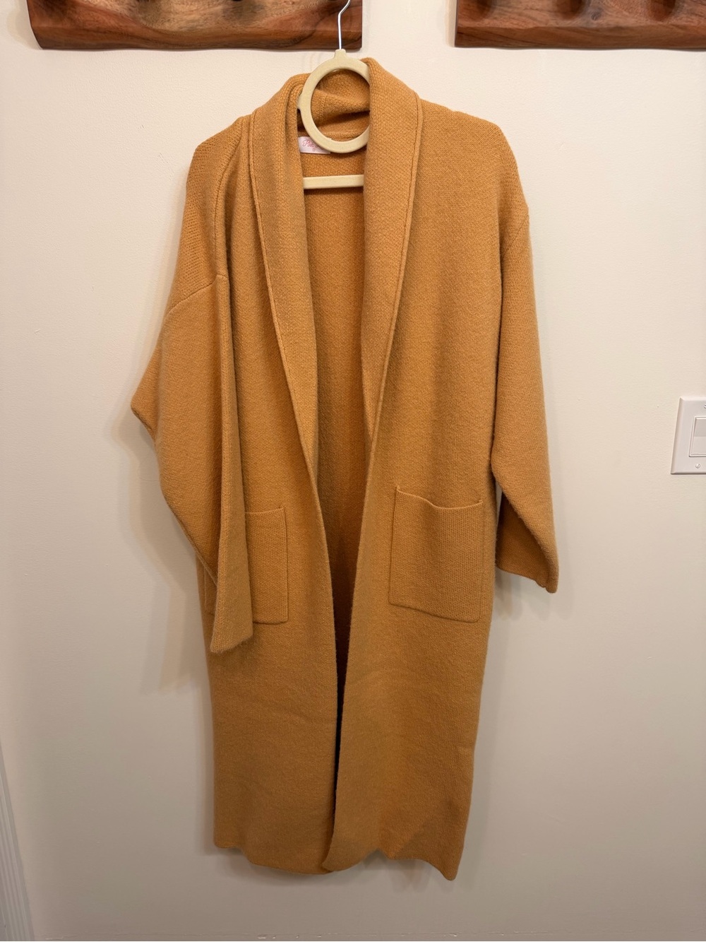 Cozy Open-Front Women's Sweater Cardigan Coat in Camel